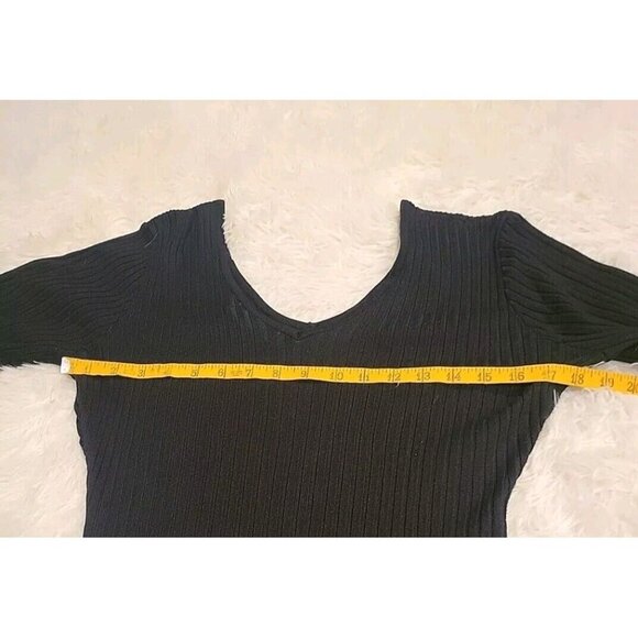 Almost Famous Large Black Stretchy Sweater Dress V Neck Long Length Maxi EUC - Picture 7 of 10